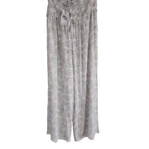 Salty Lemon Paisley Pull On Wide Leg Pants Beach Boho Lightweight Resort L NWT